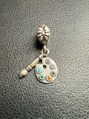 AUTHENTIC PANDORA S925 ALE Artist Palette & Paint Brush Dangle Charm 791268CZMX
